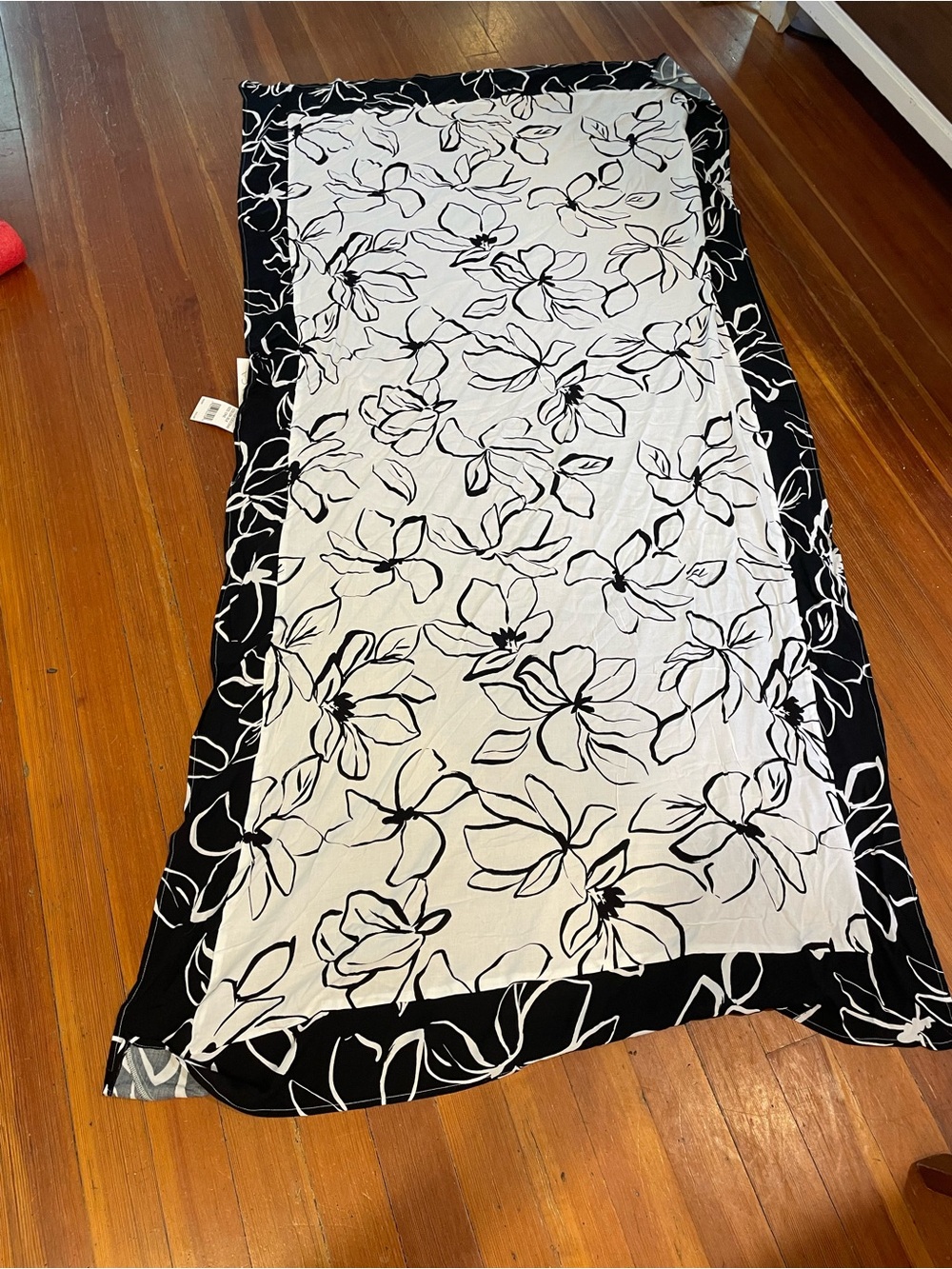 Black & White Floral Wrap Scarf - Women's Lightweight Floral Shawl